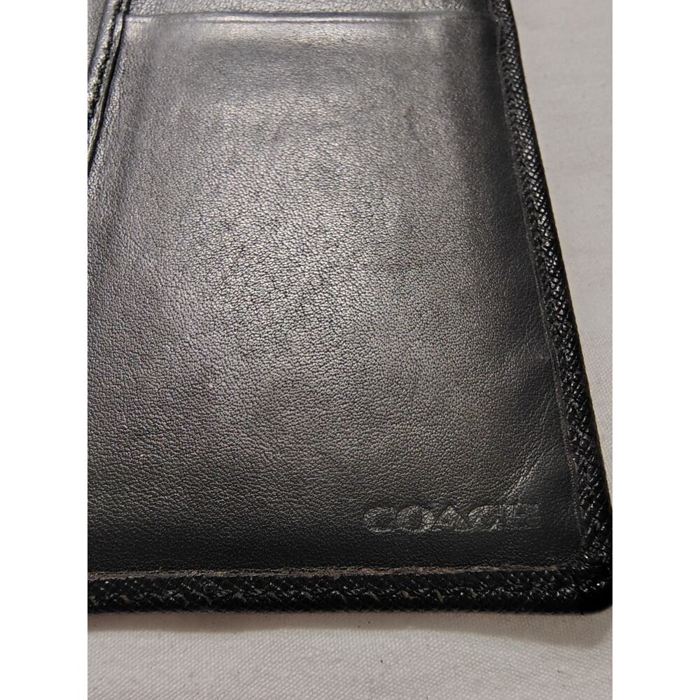 Vintage Coach Wallet Slim Bifold Black Cross-grain Leather Classic Men's Women's - Picture 3 of 15